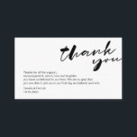 Modern black ink minimalism font, Thank you Enclosure Card<br><div class="desc">This is the Modern black ink minimalism font,  Script,  thank you Wedding Enclosure Card. You can change the font colours,  and add your wedding details in the matching font / lettering. #TeeshaDerrick</div>