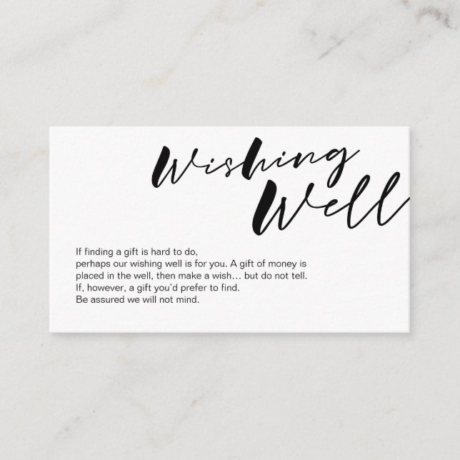 Modern black ink minimalism font, Wed Wishing Well Enclosure Card (Front)