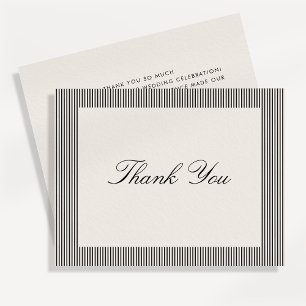 Modern Black & Ivory Striped Wedding Thank You  Invitation