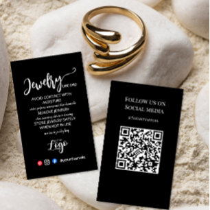 Modern Black Jewellery Care Card – Add Your Logo