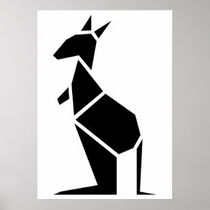 Modern black kangaroo symbol poster