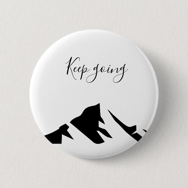 Modern Black Keep Going Simple 2 Inch Round Button (Front)