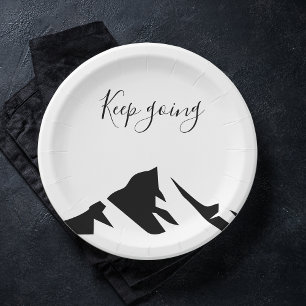 Modern Black Keep Going Simple Paper Plate