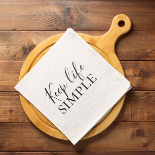 Modern Black Keep Life Simple Quote Kitchen Towel