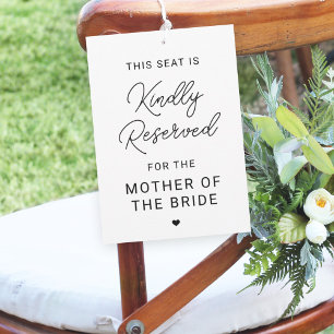 Modern Black Kindly Reserved Seat Wedding Sign Invitation