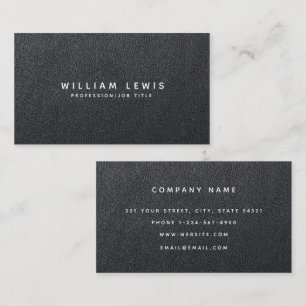 Modern Black Leather Minimal Business Card