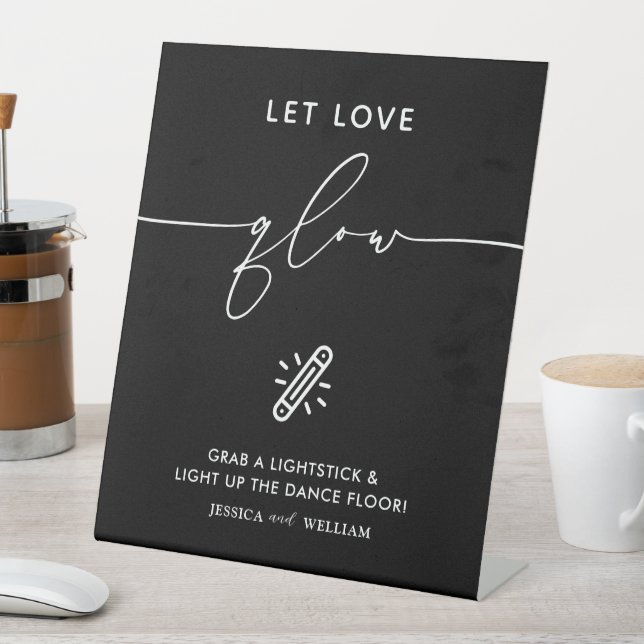 Modern black Let Love Glow Wedding Glow Stick Sign (In SItu)