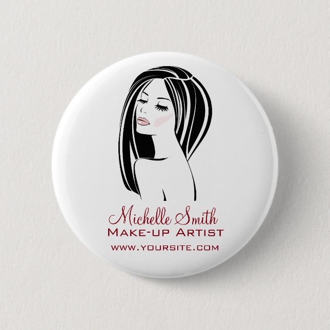 Modern Black Light Pink Chic Eyelash Makeup Artist 2 Inch Round Button (Front)