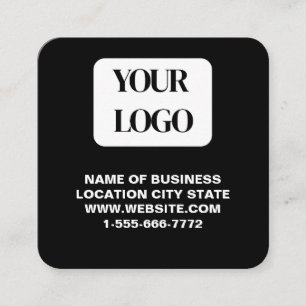 Modern Black Logo QR Code Scan Website Square  Business Card