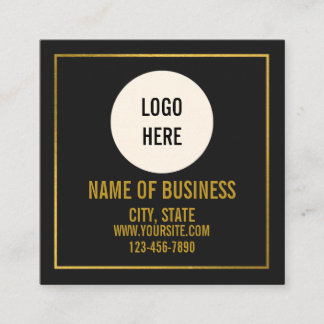 Modern Black Logo QR Code Scan Website Square Business Card