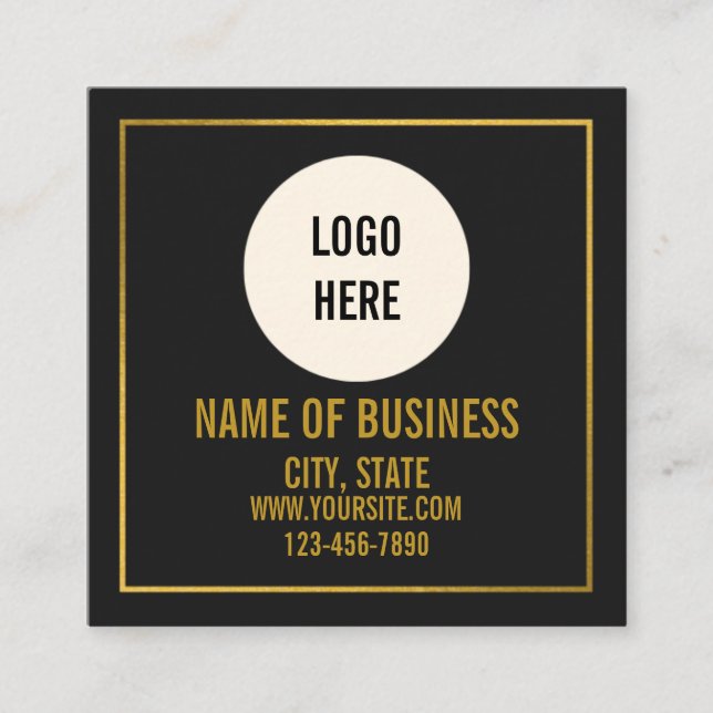 Modern Black Logo QR Code Scan Website  Square Business Card (Front)