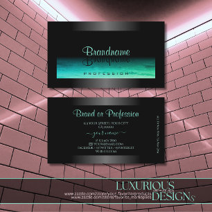 Modern Black Luminous Teal Pattern Dark Shimmery Business Card