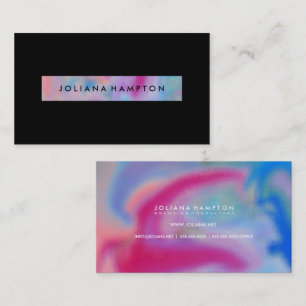 Modern Black Luxe rainbow holographic foil Busine Business Card