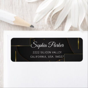 Modern Black Luxury Elegant Script Return Address