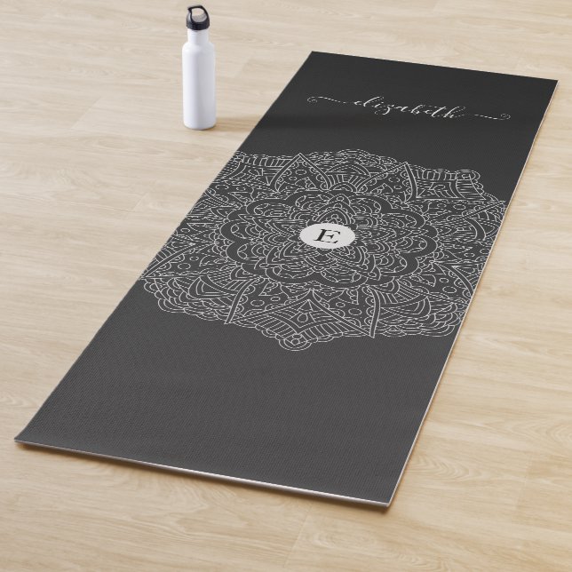 Modern Black Mandala Monogram Yoga Mat (In Situ)