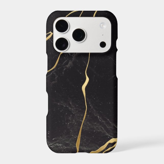 Modern Black Marble Luxury  iPhone Case (Back)