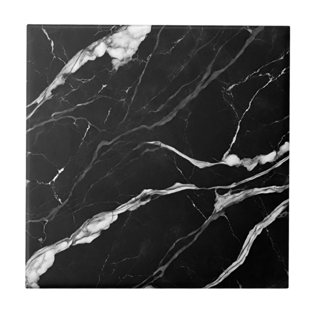 Modern Black Marble Pattern Tile (Front)
