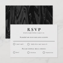 Modern black marble wedding Response Card