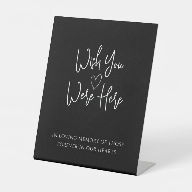 Modern Black Memorial In Loving Memory Wedding Pedestal Sign (Front)