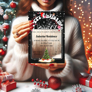 Modern Black Merry Christmas Graffiti Party Acrylic Invitations