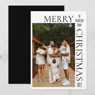 Modern Black Merry Christmas Photo Holiday Card