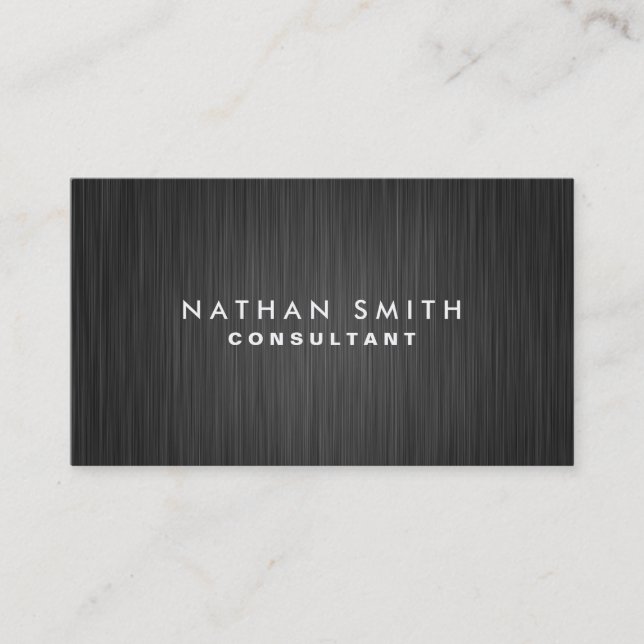 Modern Black Metal Look Professional Business Card (Front)