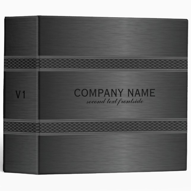Modern Black Metallic Geometric Design Binder (Front/Spine)