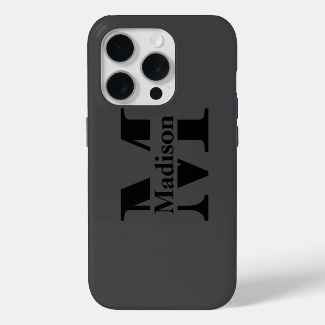 Modern black minimal monogram Case-Mate iPhone Case (Back)
