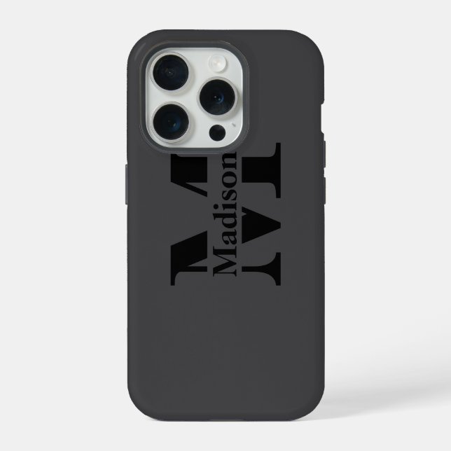 Modern black minimal monogram Case-Mate iPhone Case (Back)