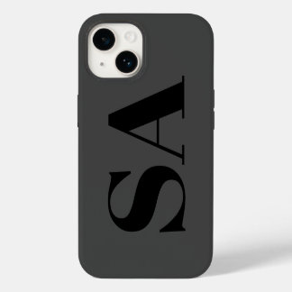 Modern black minimal monogram iPhone 14 case