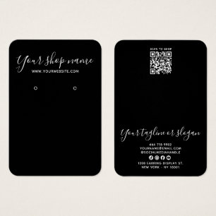 Modern Black Minimal Script Earring Display Card