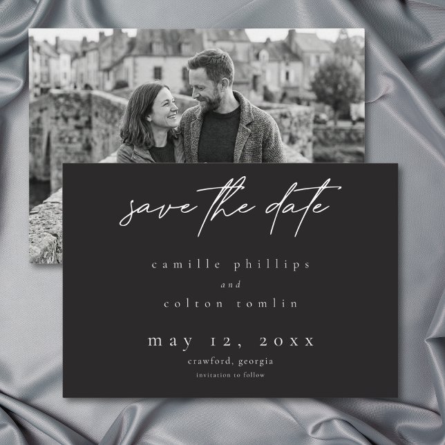 Modern Black Minimal Typography Photo Wedding Save The Date (Modern Black Minimal Typography Photo Wedding Save The Date)