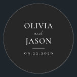 Modern Black Minimal Wedding Classic Round Sticker<br><div class="desc">Modern wedding stickers with minimal design in black and white colour.</div>