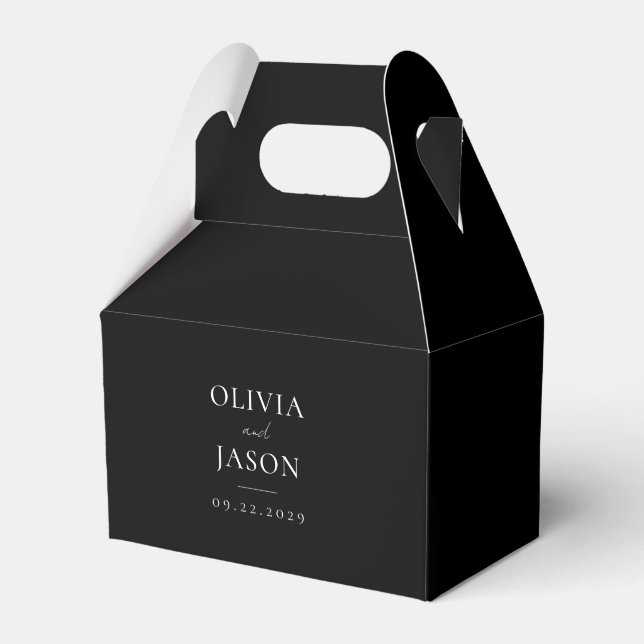 Modern Black Minimal Wedding Favor Box (Front Side)