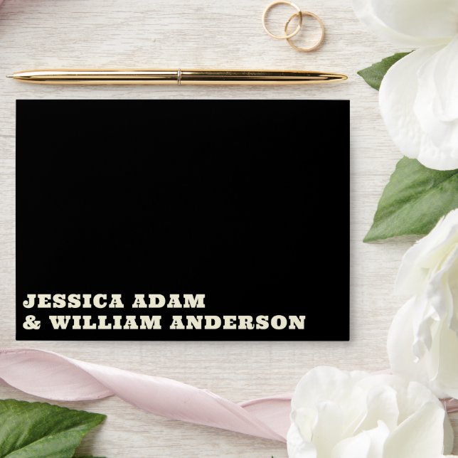 Modern Black Minimalist Bold Script Envelope (Wedding)