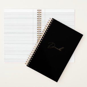 Modern Black Minimalist & Chic Gold Calligraphy  Notebook