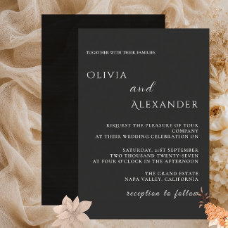 Modern black Minimalist Elegant Wedding Invitation