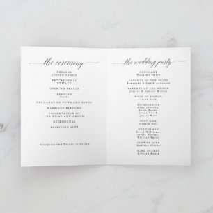 Modern Black Minimalist Folded Wedding Program