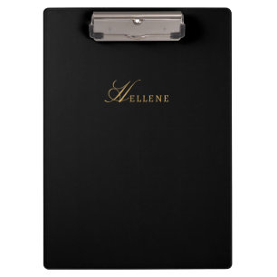 Modern Black Minimalist   Gold Chic Monogram  Clipboard