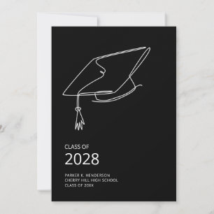 Modern Black Minimalist Graduation Party Invitation