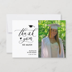 Modern Black Minimalist Graduation Thank You Card