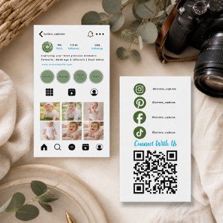Modern Black Minimalist Instagram QR Code Logo Business Card