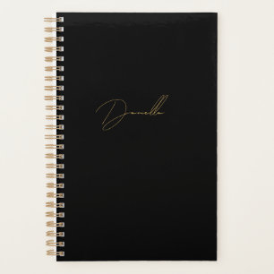 Modern Black Minimalist & Luxury Gold Calligraphy Planner