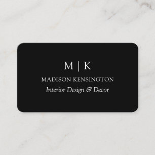 Modern Black Minimalist Monogram or Add Logo Business Card