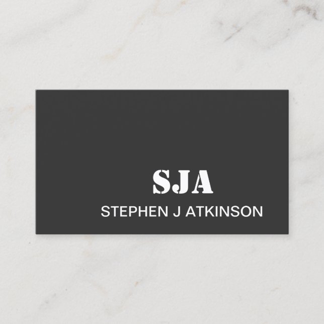 Modern Black Minimalist Professional Initials Business Card (Front)