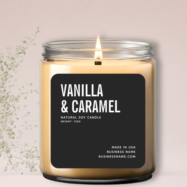 Modern black minimalist soy candle product label (Creator Uploaded)
