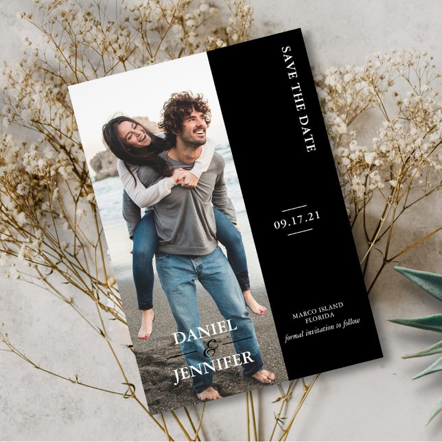 Modern Black Minimalist Wedding Save The Date (Creator Uploaded)