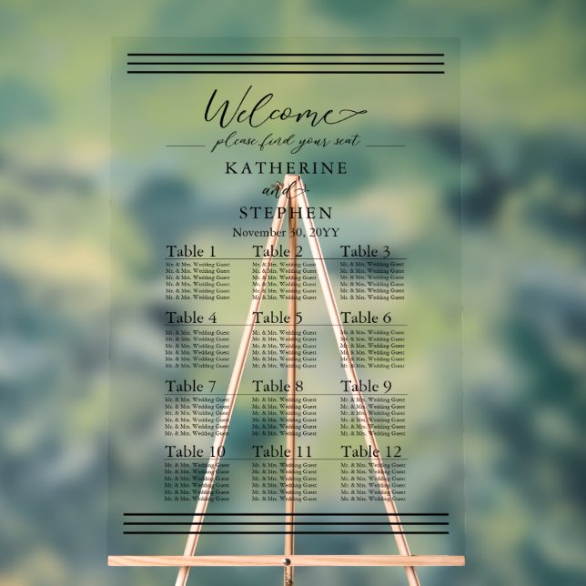 Modern Black Minimalist Wedding Seating Chart (Neutral)