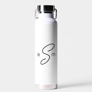 Modern Black Monogram B/W Simple Water Bottle