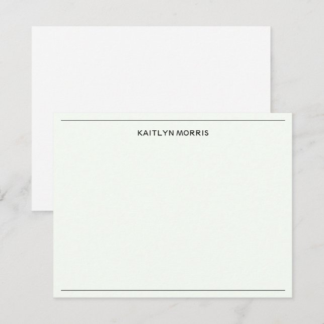 Modern Black Monogram Casual Ultra Pale Green Card (Front/Back)